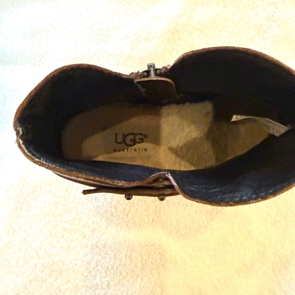 UGG Brown Leather Wedge Boots - Picture 5 of 5
